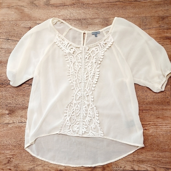 CHARLOTTE RUSSE Top Small Crochet Overlay Sheer - Picture 11 of 11
